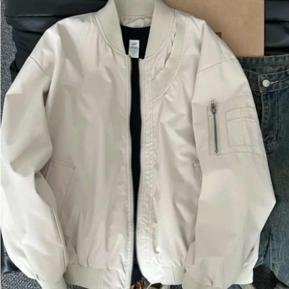 Men's Beige Bomber Jacket